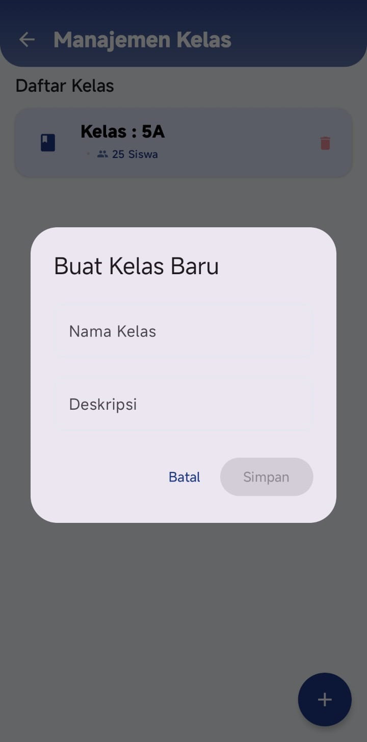 Dashboard utama Scan Class