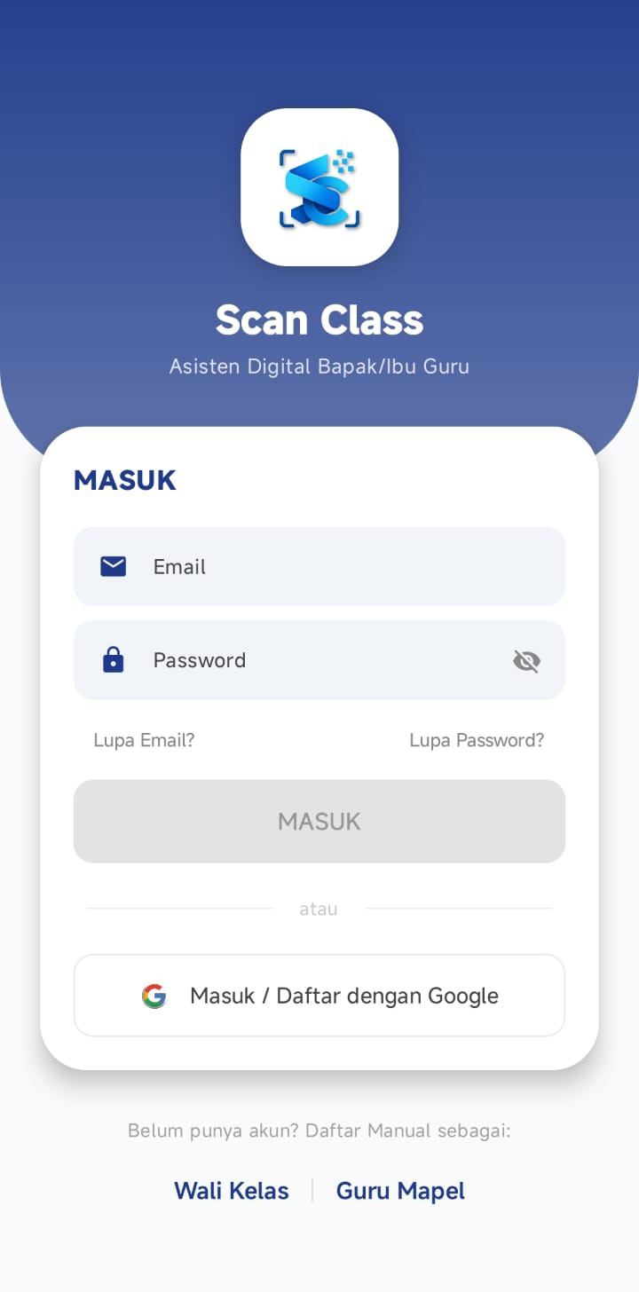 Halaman login Scan Class